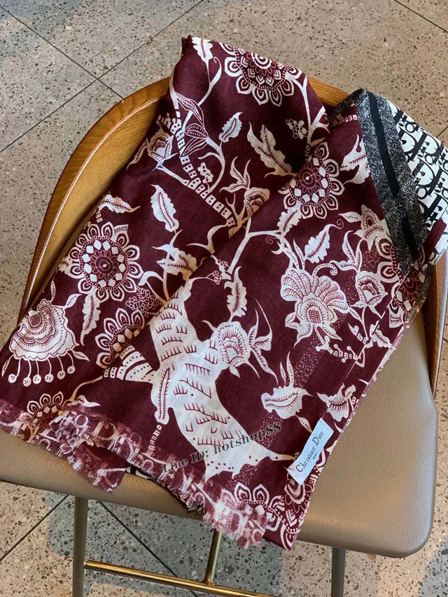 Dior專櫃新款D銀絲拼花紋迪奧客供銀絲羊絨面料長巾 mmyj1632